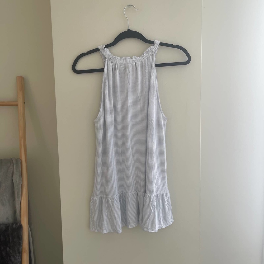 Loft Striped Ruffle Halter Flounce Top Size Large - Picture 2 of 6